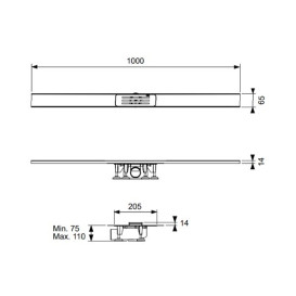 Желоб водосточный TECE TECElineo 1000 мм нержавеющая сталь матовая 15301100