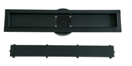 Желоб водосточный VBI Fort 2 в 1 с решеткой 60 см нержавеющая сталь черный VBI-060106BL