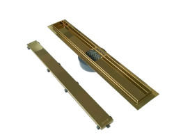 Желоб водосточный VBI Fort 2 в 1 с решеткой 90 см нержавеющая сталь золото VBI-060109GL