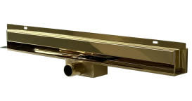 Желоб водосточный VBI Kent Wall 2 в 1 с решеткой 90 см нержавеющая сталь золото VBI-060409GL