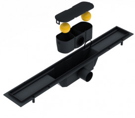 Жолоб водостічний Volle 70 см з гратами лінія чорний 9000.200704