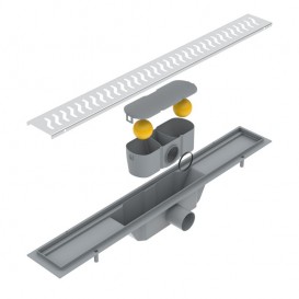 Желоб водосточный Volle 70 см с решеткой волна нержавеющая сталь 90-22-703