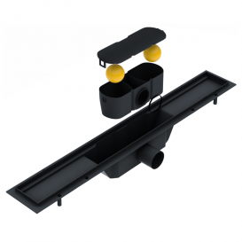 Желоб водосточный Volle 80 см со сплошной решеткой черный 9000.201804