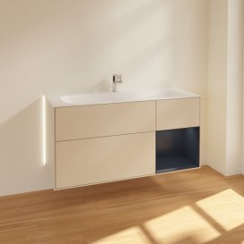 Тумба під раковину Villeroy & Boch Finion 119,6х49,8 см з підсвічуванням МДФ пісок матовий лак/темно-синій матовий лак G070HGHH