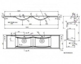 Раковина для ванної вбудована подвійна Буль-Буль колекція Lucia біла 1312201