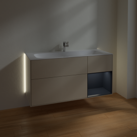 Тумба під раковину Villeroy & Boch Finion 119,6х49,8 см з підсвічуванням МДФ пісок матовий лак/темно-синій матовий лак G070HGHH