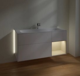 Тумба под раковину Villeroy & Boch Finion 119,6х49,8 см с подсветкой МДФ белый матовый лак/песок матовый лак G070HHMT