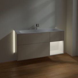 Тумба під раковину Villeroy & Boch Finion 119,6х49,8 см із підсвічуванням МДФ пісок матовий лак/білий матовий лак G070MTHH