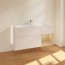 Тумба под раковину Villeroy & Boch Finion 119,6х49,8 см с подсветкой МДФ глянцевый белый лак/шпон дуба G070PCGF