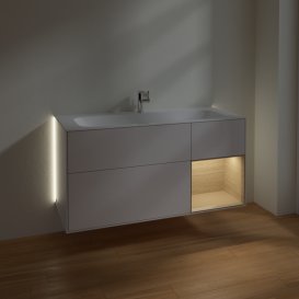 Тумба под раковину Villeroy & Boch Finion 119,6х49,8 см с подсветкой МДФ глянцевый белый лак/шпон дуба G070PCGF