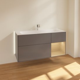 Тумба под раковину Villeroy & Boch Finion 119,6х49,8 см с подсветкой МДФ антрацит матовый лак/шпон дуба G070PCGK