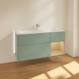 Тумба под раковину Villeroy & Boch Finion 119,6х49,8 см с подсветкой МДФ оливковый матовый лак/шпон дуба G070PCGM