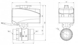 2-ходовой шаровой клапан Afriso с приводом BEV DN25 Rp 1'' kvs 60 230 В н/з 9021300