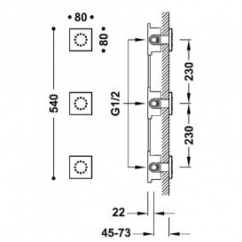 3 скрытых гидромассажных форсунки Tres матовый белый 13451501BM