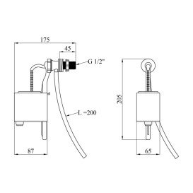Арматура наливна для унітазу Kroner KRM SV54 з бічним підключенням CV032089