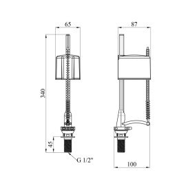 Арматура наливна для унітазу Kroner KRM ВV57 з нижнім підключенням CV032090
