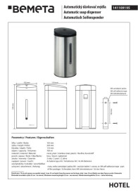 Автоматический дозатор для жидкого мыла Bemeta Hotel 700 мл нержавеющая сталь матовая 141109195