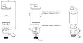 Автоматичний розповітрювач Afriso ⅜'' для сонячних систем з кульовим краном ⅜'' латунь 77996