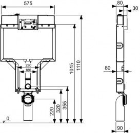 Бачок скрытого монтажа Tece TECEbox с металлическим каркасом для напольного унитаза 9370008