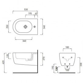 Биде Cielo Smile подвесное с отверстием под смеситель белый SMBSNW
