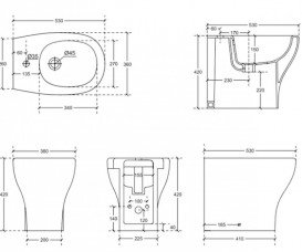 Биде Galassia Eden напольное с отверстием под смеситель с переливом белый 7214