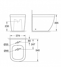 Біде підлогове Grohe Euro Ceramic з гігієнічним покриттям альпін-білий 3934000H
