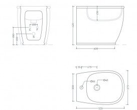 Биде напольное ArtCeram Atelier 37,5х52,5 см керамика светло-зеленый ATB002 35;00
