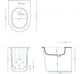 Біде для підлоги ArtCeram Chic 38х53 см кераміка чорний матовий CHB002 17;00