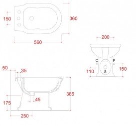 Біде підлогове Artceram Hermitage 36х56 см чорний глянсовий HEB002 03; 00