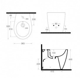 Биде напольное Artceram Step 36х52 см санфарфор белый глянцевый STB002 01;00