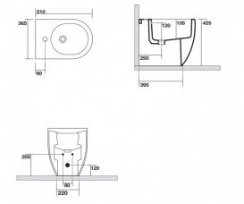 Біде підлогове Axa Glomp 36,5х51 см кераміка білий глянцевий 0202201