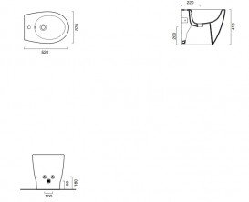 Биде напольное Catalano Italy 37х52 см керамика белый глянцевый 1BI52IT00