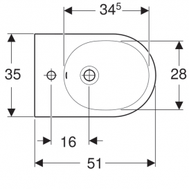Біде підлогове Geberit Acanto приставне до стіни закрита форма санфарфор білий 500.603.01.2