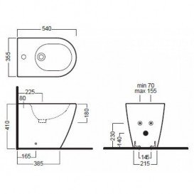 Биде напольное Hatria Fusion Alchemy 35.5х54 см санфарфор белый A0Y0U6