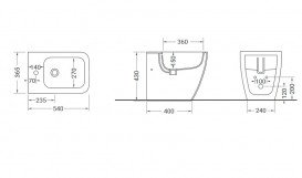 Біде підлогове Hidra Faster Kiub 36,5х54 см санфаянс білий глянцевий KI14 001 bianco lucido