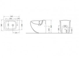 Биде напольное Hidra Hi-Line 38х54,5 см санфаянс белый матовый мрамор HI14 101 white matt marble