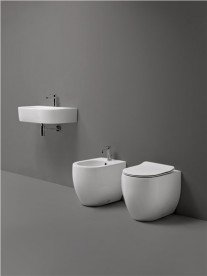 Біде підлогове Kerasan Flo з 1 отвором в комплекті з кріпленням білий матовий 312230