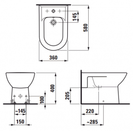 Биде напольное Laufen Pro керамика белый с покрытием LCC H8329514003041