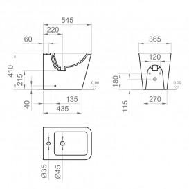 Биде напольное Ponsi Surf 36,5х54,5 см керамика белый глянец BCWAVLBIDE0003