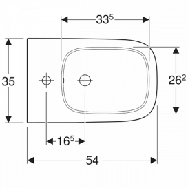 Биде напольное приставное Geberit Smyle Square 35х54 см фарфор белый 500.841.00.1