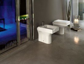 Биде напольное приставное Kerasan Cento прямоугольное белое 352101