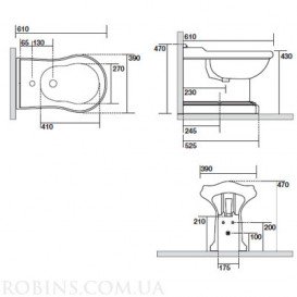 Біде підлогове приставне Kerasan Retro 102204