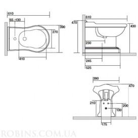 Биде напольное приставное Kerasan Retro 102204