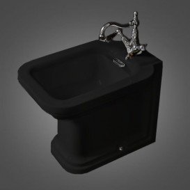 Біде підлогове приставне Kerasan Waldorf з одним отвором чорний глянсовий хром 4121K4