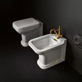 Біде підлогове приставне Kerasan Waldorf чаша прямокутна білий / золото 4121K2