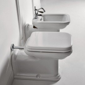 Биде напольное удлиненное Kerasan Waldorf чаша прямоугольная белый/хром 4120K1