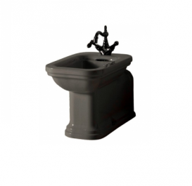 Биде напольное удлиненное Kerasan Waldorf чаша прямоугольная черный глянцевый/золото 4120K5