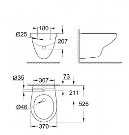 Биде подвесное Grohe Bau Ceramic альпин-белый 39433000