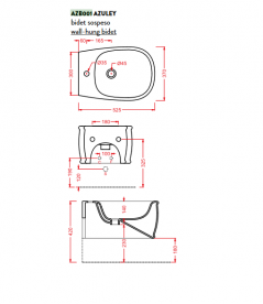 Біде підвісне ArtCeram Azuley 37х52,5 см чорний глянсовий AZB001 03; 00
