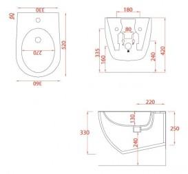 Біде підвісне ArtCeram File 2.0 36х52 см санфарфор чорний глянсовий FLB001 03; 00